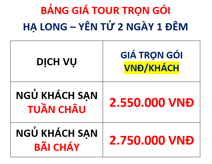 Ha Long Yen Tu 2 Ngay 1 Dem